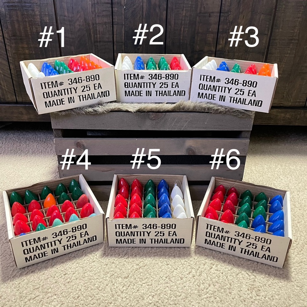 Vintage C9 Set of 25 Replacement Light Bulbs-Mixed Colors